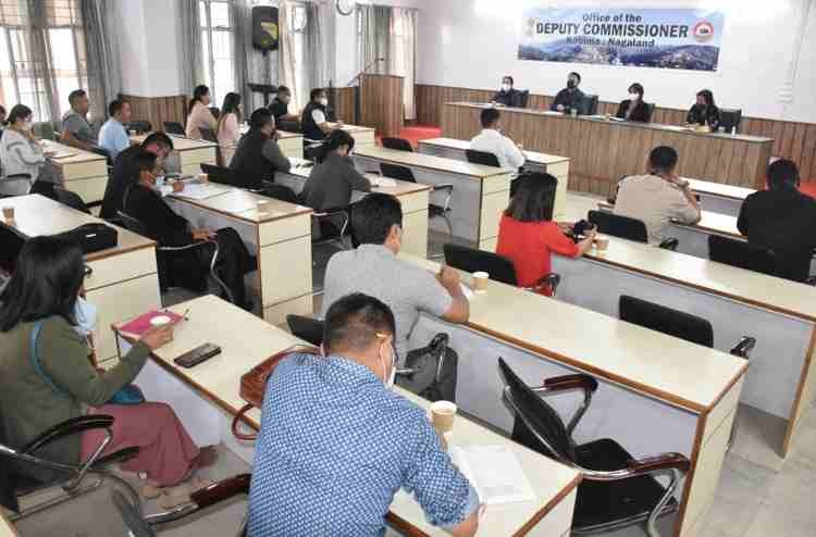 DC Kohima, Gregory Thejawelie, NCS chairing the District Task Force (DTF) on COVID-19 emergency meeting held at DC’s Conference Hall, Kohima on April 20. (DIPR Photo)